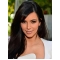 18'' Kim Kardashian Long Straight  Lace Front  Side Bang Hairstyle Human Hair Women Wig 