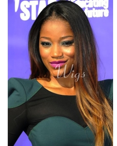 16" Long Straight Full Lace Indian Remy Human Hair Two Tone Women Wigs