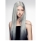 24'' Long Straight Lace Front Young Fashion  Remy Human Hair Grey Women Wigs