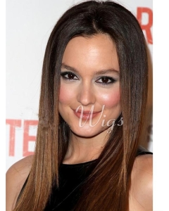 16" Long Straight Without Bangs Full Lace Indian Remy Human Hair Wigs  Women Ombre Color wigs