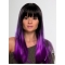 22 Inches Discount New Long Straight Lace Front Purple 100% Indian Remy Hair Women Ombre Wigs 