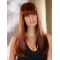 22'' Perfect Auburn Straight With Bangs Monofilament Lace Front Synthetic Long Women Wigs
