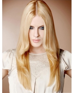 Perfect  22'' Blonde Straight 100% Hand-Tied Mono Top Synthetic Long Women Wigs