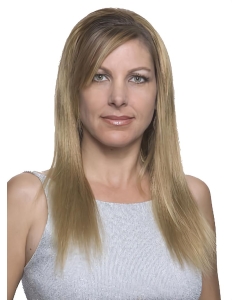  Straight Blonde 100% Hand-Tied Mono Top Natural Long Remy Human Hair Women Wigs