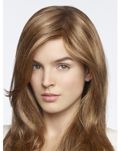 18''Fantastic Fashional Blonde Mono Top Long Straight With Bangs  Synthetic Women  Wigs