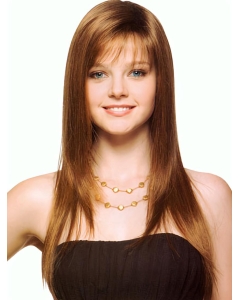 18'' Elegant Brown Capless Straight Long Synthetic Women Wigs