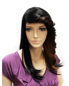 18''  Fashion Straight Black Monofilament Lace Front Synthetic Long Women Wigs