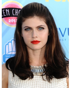 14'' Fashional  New Design Long Straight Mono Top Brown Without Bangs Synthetic Women Wigs