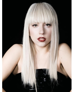 18'' Soft Straight With Bangs Capless Long Heat Friendly Synthetic  Women Lady Gaga Wigs