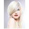 16'' Young Fashion Platinum Blonde Long Straight With Side Bangs Shoulder Length Lace Front Remy Human Hair Women Wigs