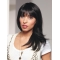 16'' Wonderful Black Long Straight With Bangs High Quality 100% Hand-Tied Synthetic Women Wigs