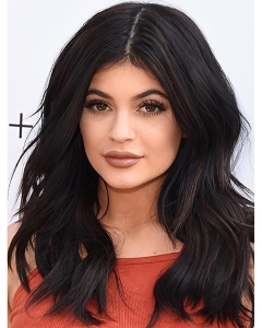 15" Long Straight  Black Lace Front Remy Human Hair Women  Kylie Jenner Wigs