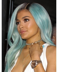 18'' Long Straight Lace Front Without Bangs 2 tone Synthetic Women  Kylie Jenner wigs