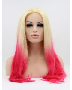 23''Long Straight Ombre/2 Tone Without Bangs Lace Front Synthetic  Women Wigs