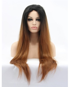 30''Long Straight Ombre/2 Tone Without Bangs  Lace Front  Synthetic Women Wigs