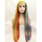 30" Straight Ombre/2 Tone Without Bangs Synthetic Lace Front Long Wigs