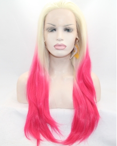 26" Long Straight Lace Front Ombre/2 Tone Layered Synthetic Women Wigs