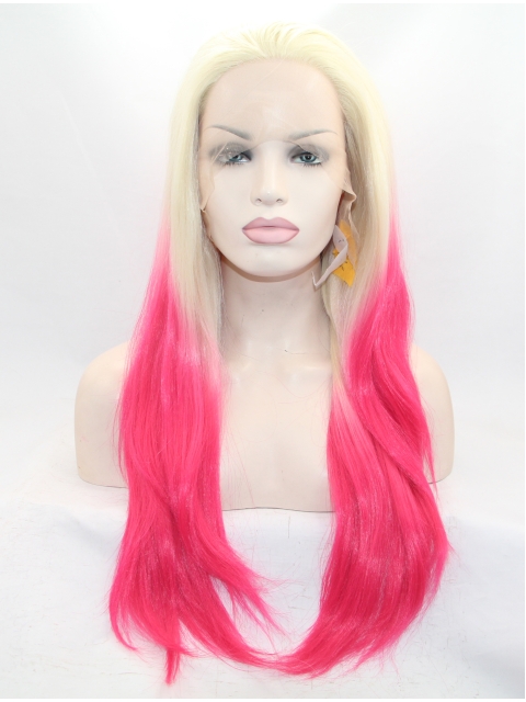 26" Long Straight Lace Front Ombre/2 Tone Layered Synthetic Women Wigs