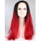 18" Straight Without Bangs Lace Front Ombre/2 Tone  Synthetic  Long Women Wigs
