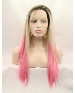 22'' Long Straight Without Bangs Ombre/2 Tone Lace Front Synthetic Women Wigs