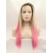 22'' Long Straight Without Bangs Ombre/2 Tone Lace Front Synthetic Women Wigs