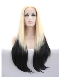 30'' Long Straight Without Bangs Ombre/2 Tone  Long Lace Front Synthetic Women Wigs