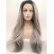27'' Long Straight  Lace Front Layered Synthetic Grey Women Wigs
