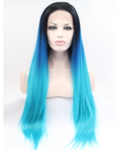 30" Long Straight Lace Front Ombre/2 Tone Without Bangs Synthetic Women Wigs