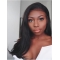 18'' Long Black Straight Without Bangs Remy Human Hair 360 Lace Wigs