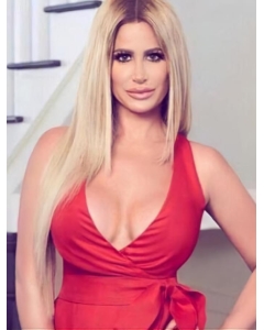27'' Long Straight Lace Front Layered Synthetic Blonde Women Kim Zolciak Wigs