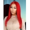  16" Straight Without Bangs Lace Front Red Long Synthetic Women Nicki Minaj Wigs