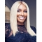 16" Long Straight Without Bangs Lace Front Synthetic Grey Women NeNe Leakes Wigs