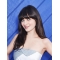 18" Long Straight With Bangs Full Lace  Black Synthetic  Women Zooey Deschanel Wigs