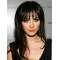 18"  Long Straight With Bangs Lace Front Black Remy Human Hair Women Zooey Deschanel Wigs