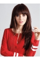 20"Long  Straight With Bangs Brown  Lace Front  Synthetic Women Zooey Deschanel Wigs