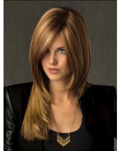 Shining Straight Without Bangs Blonde Monofilament Lace Front Long  Synthetic Women  Celebrity Wigs