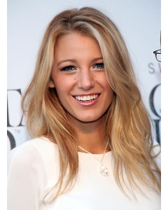 21''  Straight Without Bangs Capless Exquisite Blonde Long Remy Human Hair Women Celebrity Wigs