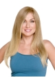 23'' Blonde Straight Without Bangs Monofilament Remy Human Hair  Long Women Sassy  Wigs