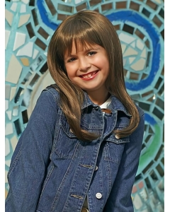 Nice  Monofilament Brown Lace Front Straight With Bangs Long Synthetic Kids Wigs