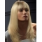18'' Straight With Bangs Blonde Lace Front Remy Human Hair Wholesome Long Women Wigs