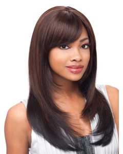 16'' Auburn Layered  Straight With Bangs Lace Front Gentle  Remy Human Hair Wigs For Cancer