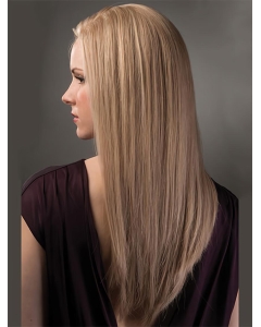 22'' Straight Without Bangs Suitable Blonde Monofilament Lace Front Long Women Remy Human Wigs