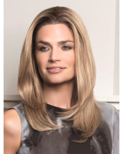 Blonde Straight Without Bangs 100% Hand-Tied Monofilament Remy Human Hair Sleek Long Women Wigs