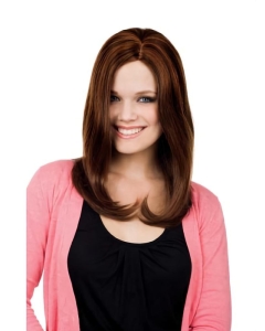 18'' Faddish Auburn Straight Without Bangs Monofilament Lace Front Synthetic Long Woomen Wigs