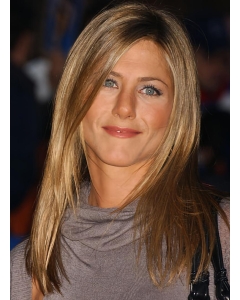 New Blonde Straight Without Bangs 100% Hand-Tied Monofilament Long Synthetic Women Jennifer Aniston Wigs