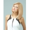 13'' Medium Length Straight With Bangs Blonde Monofilament Remy Human Hair Gentle Long Women Wigs