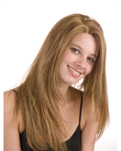 22'' Durable Brown Straight Without Bangs 100% Hand-Tied Monofilament Remy Human Hair  Long Women Wigs