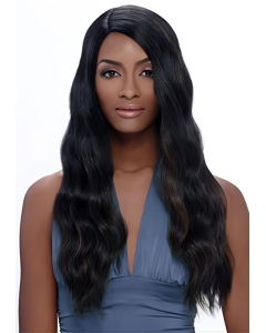 High Quality Black Wavy Without Bangs Capless Long Synthetic African American Women Wigs