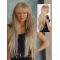30'' Blonde Straight With Bangs Capless Synthetic Glamorous Long Women Wigs