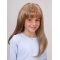 Great Blonde Straight With Bangs Monofilament Lace Front Long Synthetic Kids Wigs